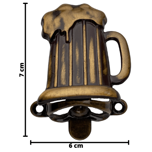 Abridor de Garrafas Caneca de Chopp em Metal Ouro Velho Escovado 7x6cm - Palácio da Arte