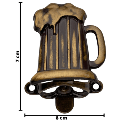 Abridor de Garrafas Caneca de Chopp em Metal Ouro Velho Escovado 7x6cm - Palácio da Arte