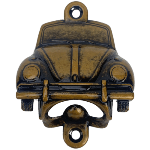 Abridor de Garrafas Fusca VW em Metal Ouro Velho Escovado 8,9x6,5cm - Palácio da Arte