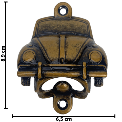 Abridor de Garrafas Fusca VW em Metal Ouro Velho Escovado 8,9x6,5cm - Palácio da Arte