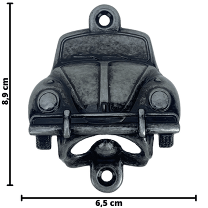 Abridor de Garrafas Fusca VW em Metal Prata Velho Escovado 8,9x6,5cm - Palácio da Arte