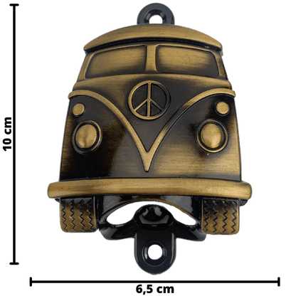 Abridor de Garrafas Kombi VW em Metal Ouro Velho Escovado 10x6,5cm - Palácio da Arte