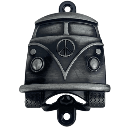 Abridor de Garrafas Kombi VW em Metal Prata Velho Escovado 10x6,5cm - Palácio da Arte