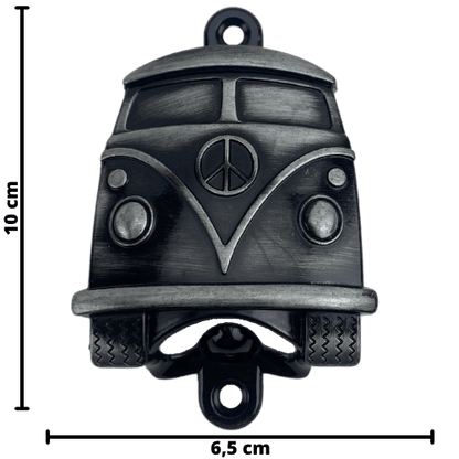 Abridor de Garrafas Kombi VW em Metal Prata Velho Escovado 10x6,5cm - Palácio da Arte