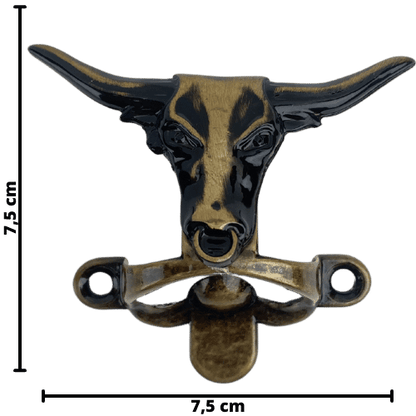 Abridor de Garrafas Touro Chifrudo em Metal Ouro Velho Escovado 7,5x7,5cm - Palácio da Arte