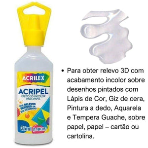 Acripel Efeito Relevo 3D Acrilex 35ml 806 Incolor - Palácio da Arte