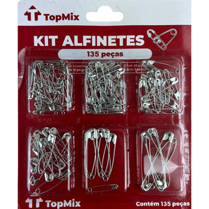 Alfinete de Segurança em Metal Kit com 135 peças e 6 Tamanhos TopMix - Palácio da Arte