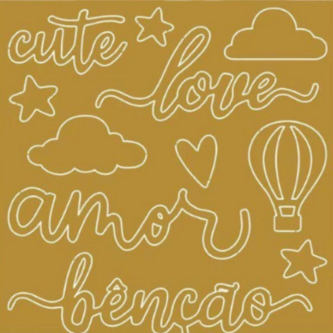 Aplique Acrílico Litoarte APA-005 9x9cm Algodão Doce Nuvens, Balão, Cute, Love, Amor e Estrelas - Palácio da Arte