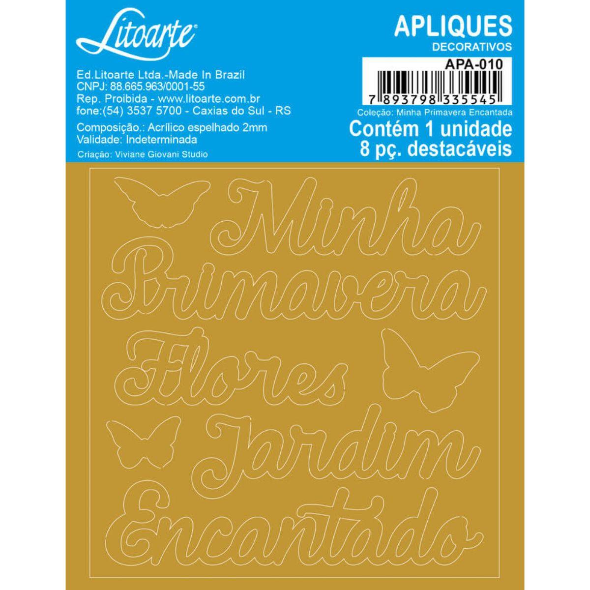Aplique Acrílico Litoarte APA-010 9x9cm Minha Primavera Encantada - Palácio da Arte