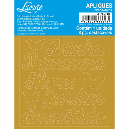 Aplique Acrílico Litoarte APA-010 9x9cm Minha Primavera Encantada - Palácio da Arte