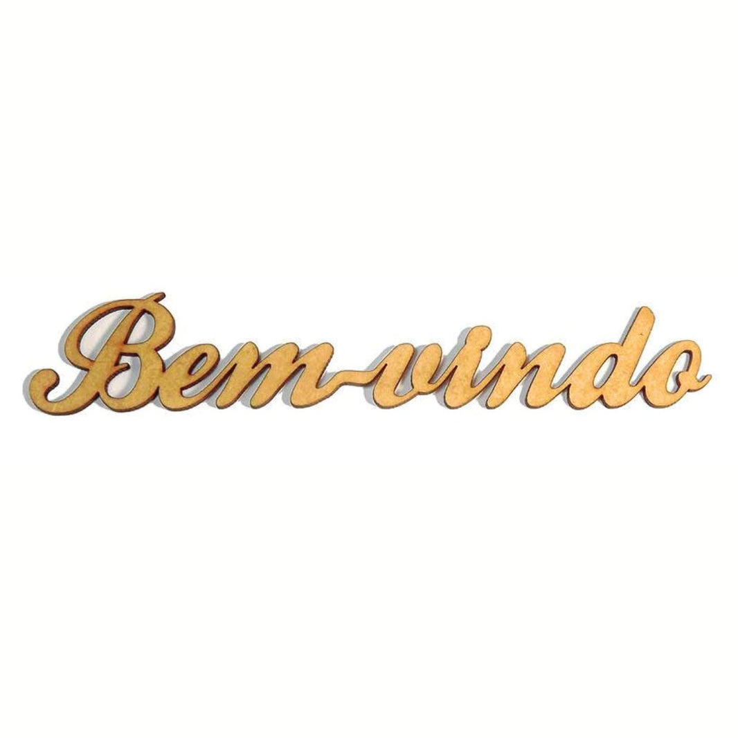 Aplique Bem-Vindos 18x2,5cm em MDF - Palácio da Arte
