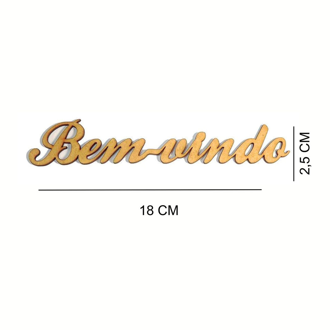 Aplique Bem-Vindos 18x2,5cm em MDF - Palácio da Arte