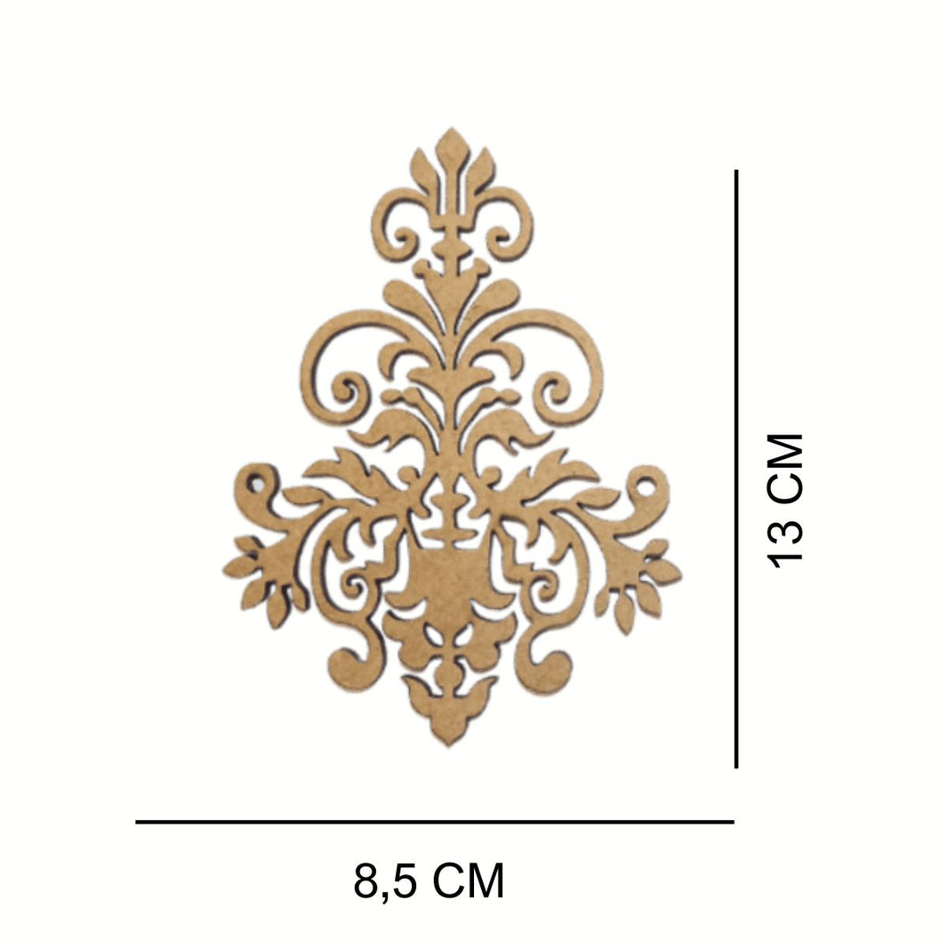 Aplique Brasão Arabesco 8,2x11cm em MDF - Palácio da Arte