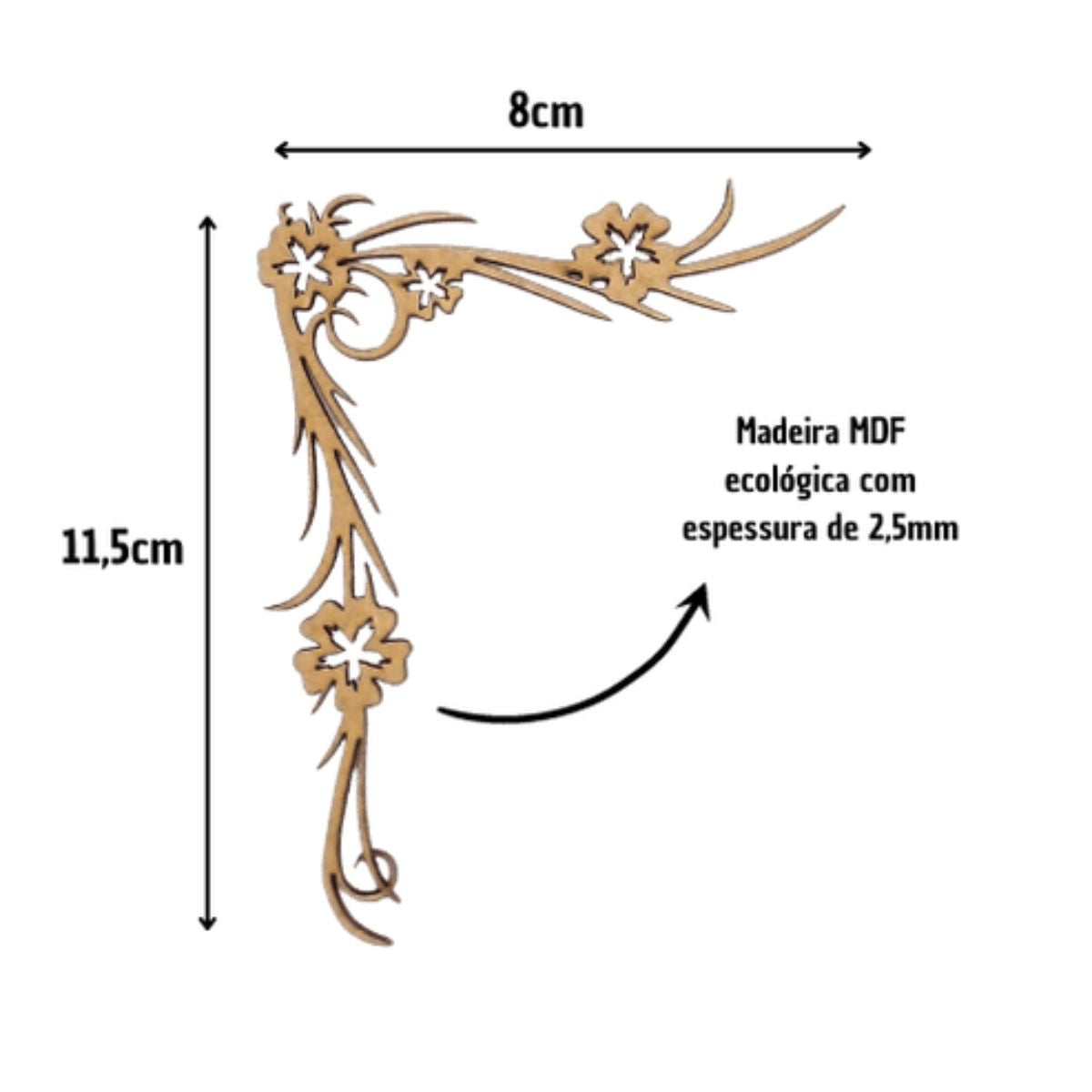 Aplique Cantoneira Flor Hibisco 11,5x8cm em MDF - Palácio da Arte