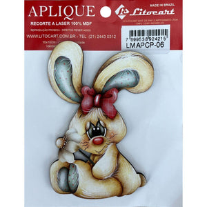 Aplique Decorativo 10x10 LMAPCP-006 Páscoa Coelhinha Sentada em MDF Litocart - Palácio da Arte