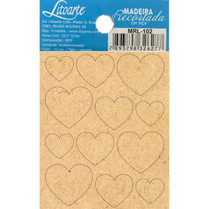 Aplique em MDF Destacáveis Corações MRL-102 8,5x7cm Litoarte - Palácio da Arte