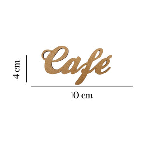Aplique Escrita Café 10x4cm em MDF - Palácio da Arte