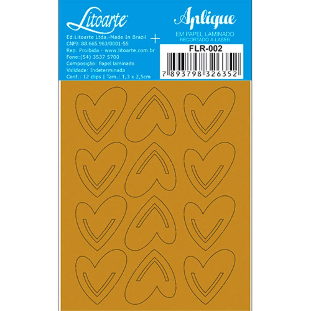 Aplique Laminado Litoarte FLR-002 7x8,5cm Clips II Corações - Palácio da Arte
