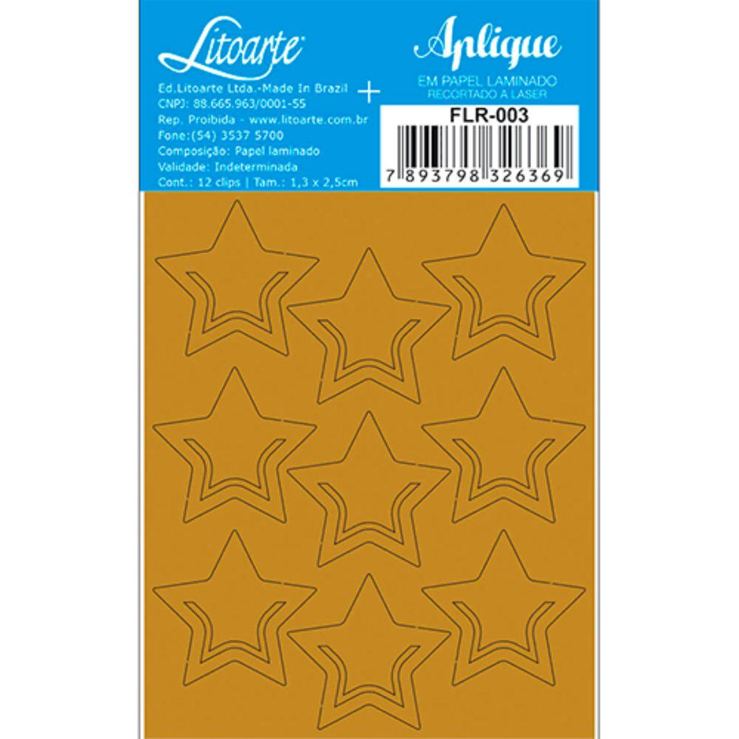 Aplique Laminado Litoarte FLR-003 7x8,5cm Natal Clips III Estrelas - Palácio da Arte