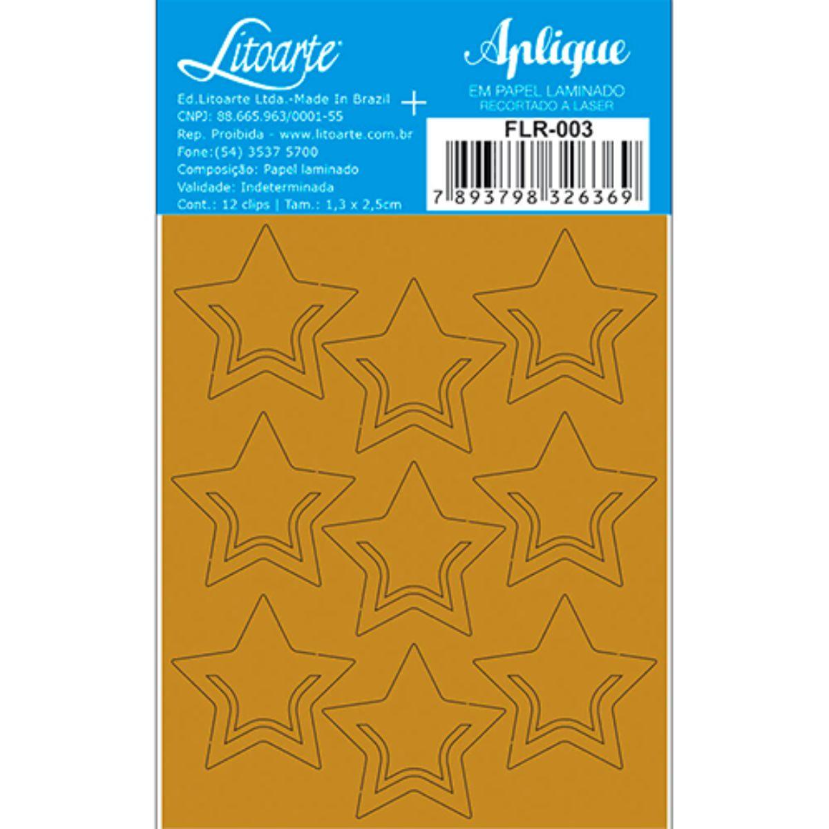 Aplique Laminado Litoarte FLR-003 7x8,5cm Natal Clips III Estrelas - Palácio da Arte