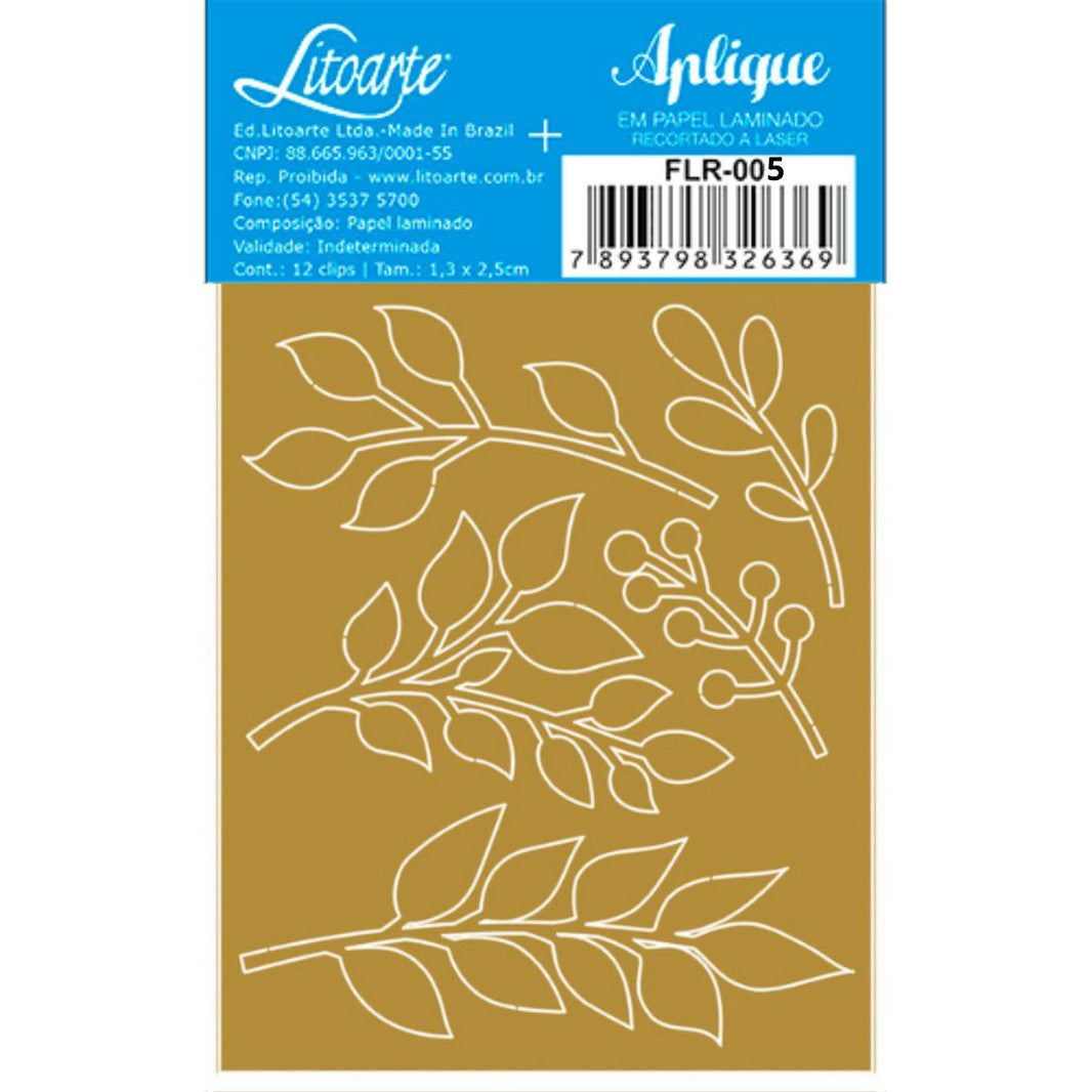 Aplique Laminado Litoarte FLR-005 7x8,5cm Natal Folhas - Palácio da Arte
