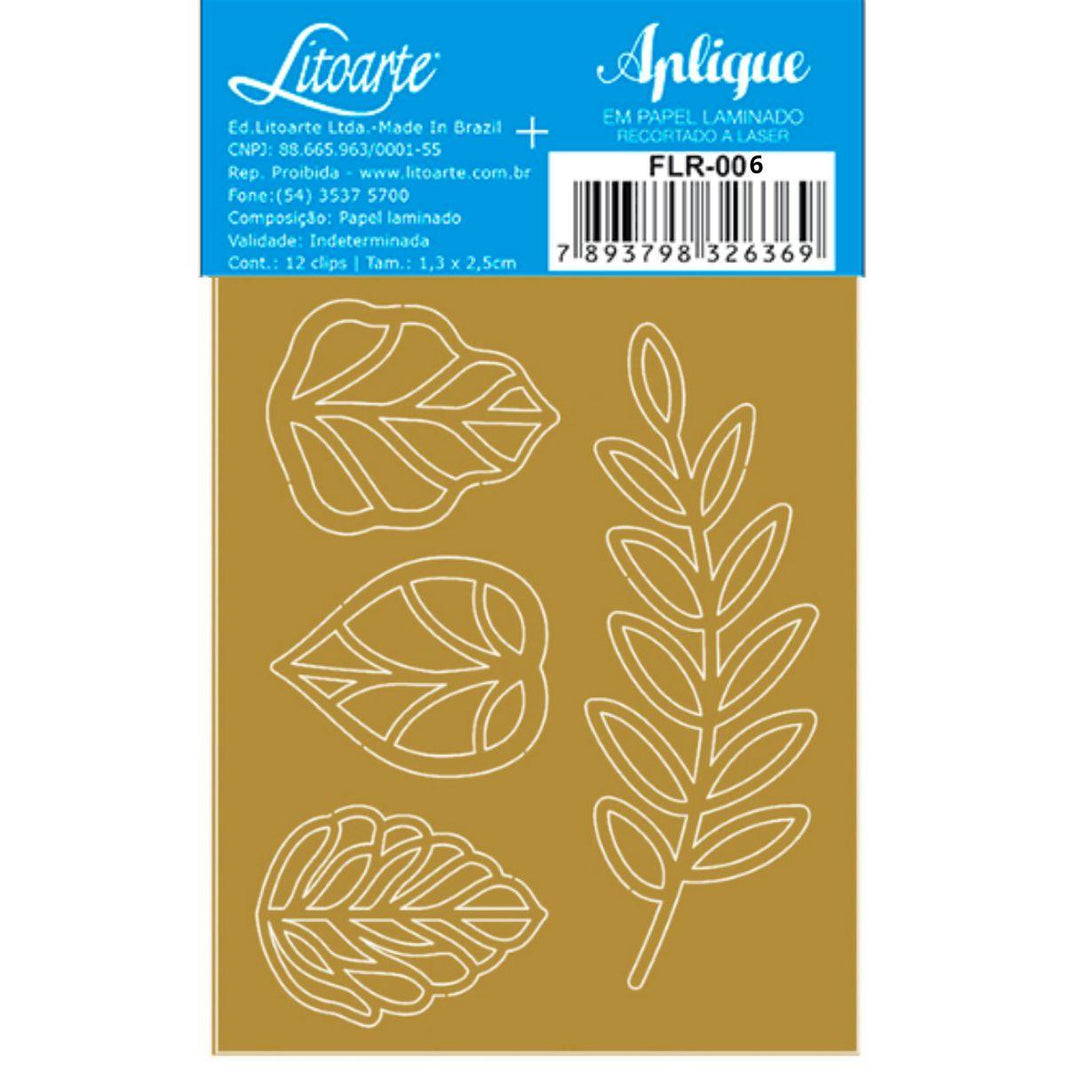 Aplique Laminado Litoarte FLR-006 7x8,5cm Natal Folhas Vazadas - Palácio da Arte