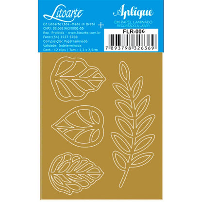 Aplique Laminado Litoarte FLR-006 7x8,5cm Natal Folhas Vazadas - Palácio da Arte