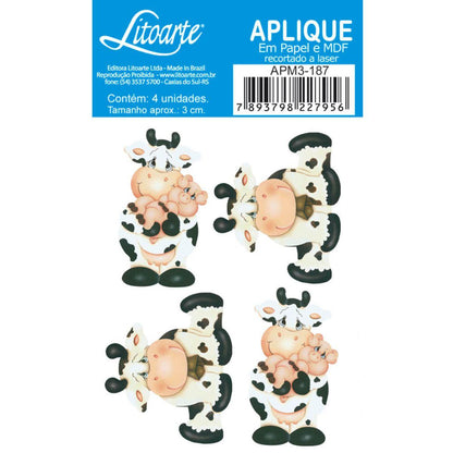 Aplique Litoarte APM3-187 3cm Vaca e Porco 4 peças - Palácio da Arte