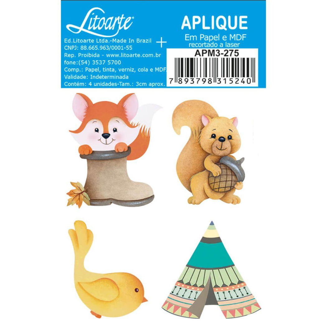Aplique Litoarte APM3-275 3cm Raposa 4 peças - Palácio da Arte