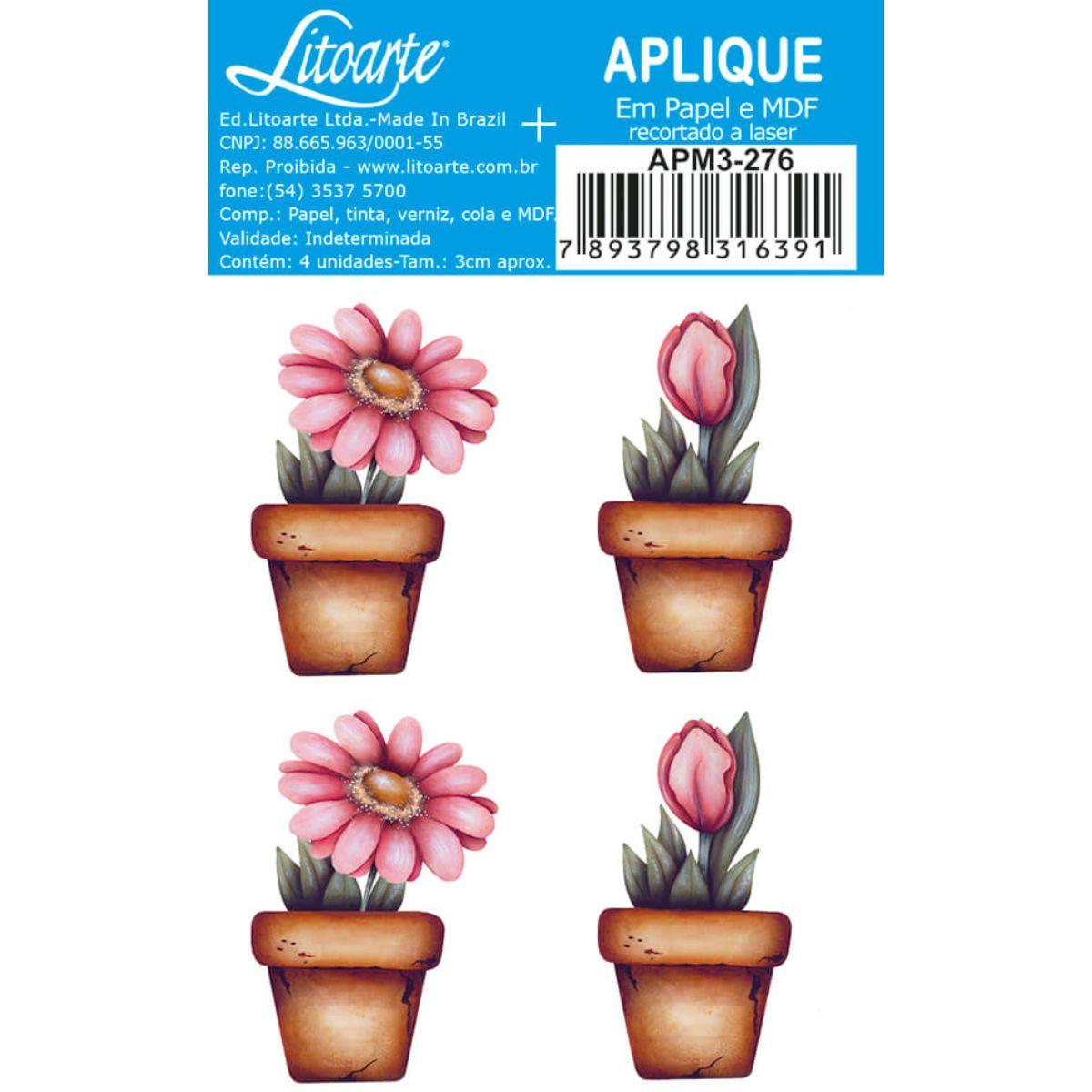 Aplique Litoarte APM3-276 3cm Flores 4 peças - Palácio da Arte