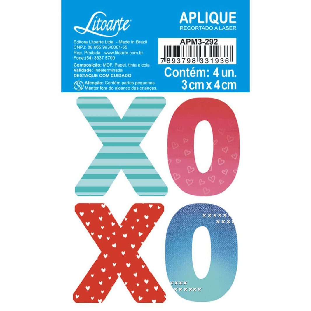 Aplique Litoarte APM3-292 3cm Toda Forma de Amar Xoxo 4 peças - Palácio da Arte