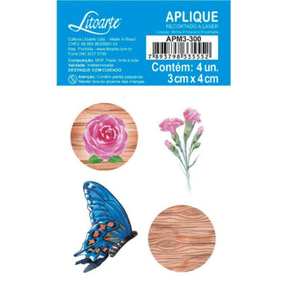 Aplique Litoarte APM3-300 3cm Minha Primavera Encantada Souplat Flores 4 peças - Palácio da Arte