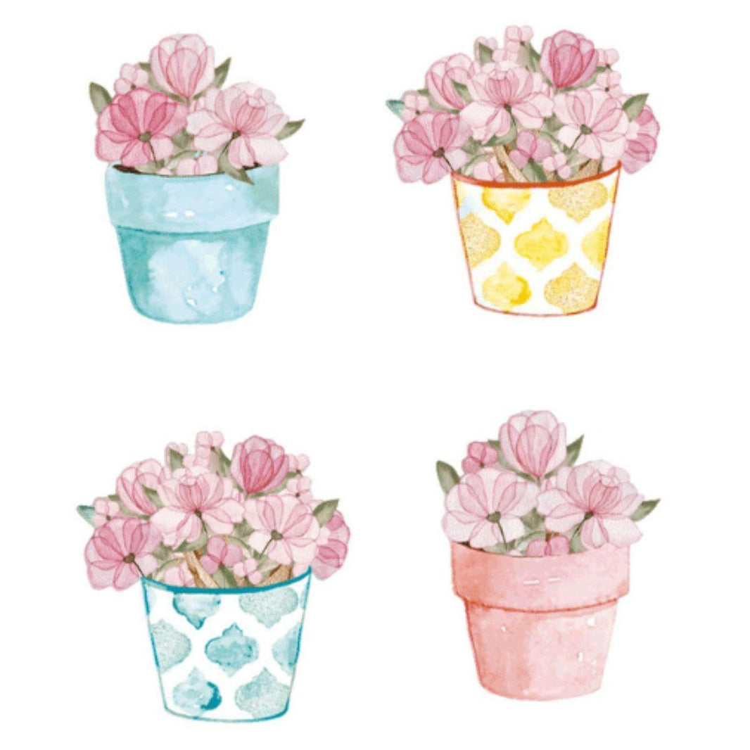 Aplique Litoarte APM3-304 3cm Dia das Mães Carinho Vaso de Flores 4 peças - Palácio da Arte