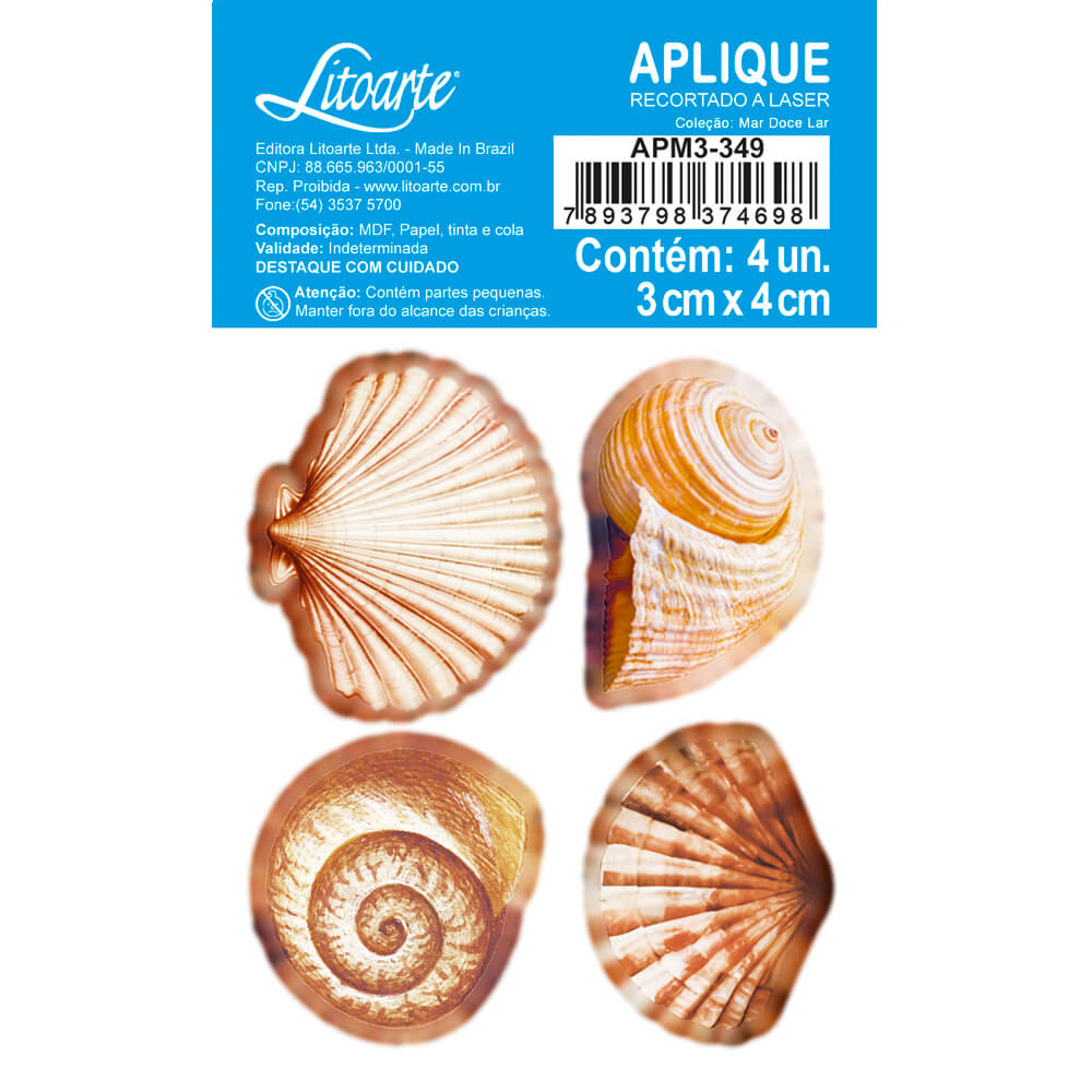Aplique Litoarte APM3-349 3cm Conchas Mar Doce Lar - Palácio da Arte