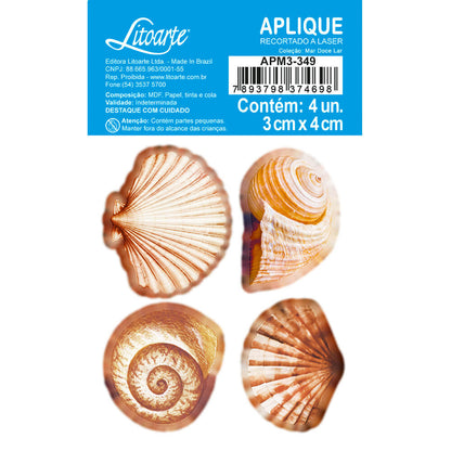 Aplique Litoarte APM3-349 3cm Conchas Mar Doce Lar - Palácio da Arte