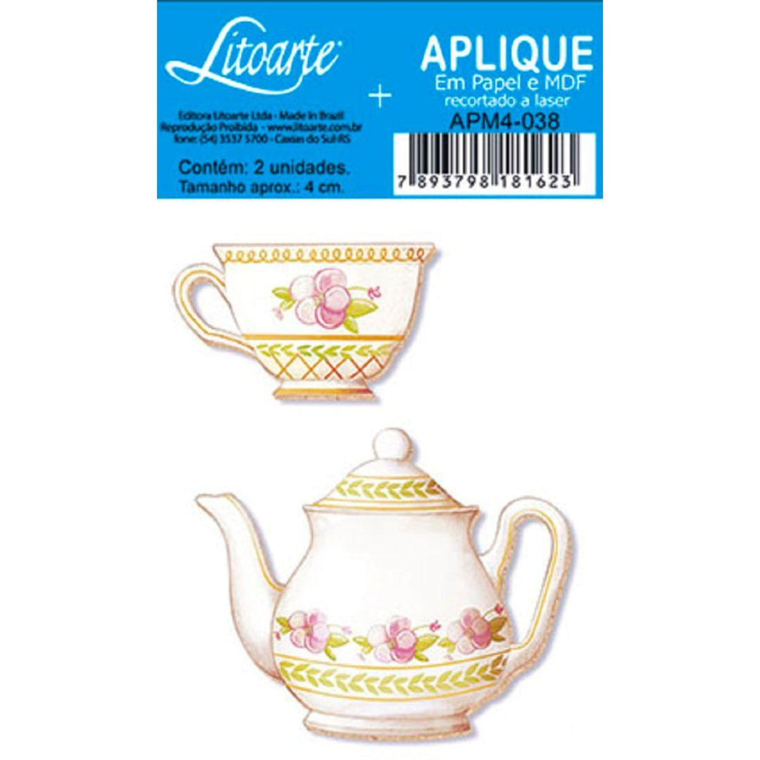 Aplique Litoarte APM4-038 4cm Bule e Xícara 2 peças - Palácio da Arte