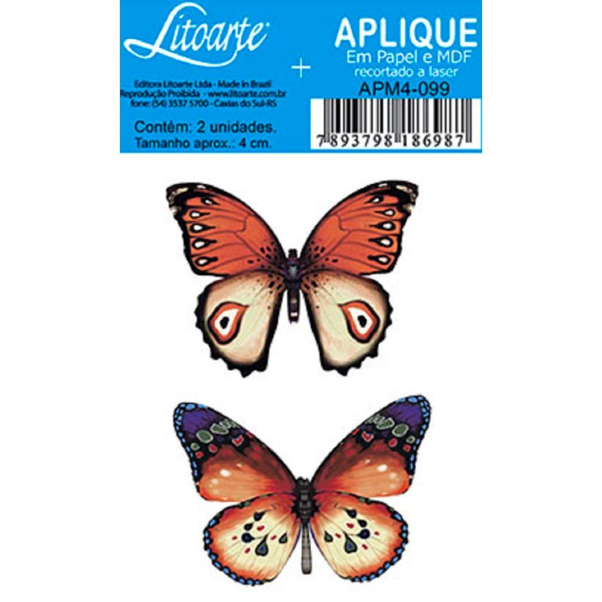 Aplique Litoarte APM4-099 4cm Borboletas 2 peças - Palácio da Arte