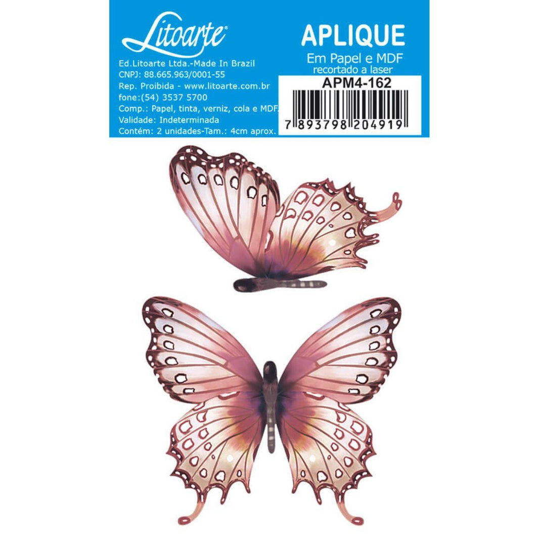 Aplique Litoarte APM4-162 4cm Borboletas Salmão 2 peças - Palácio da Arte