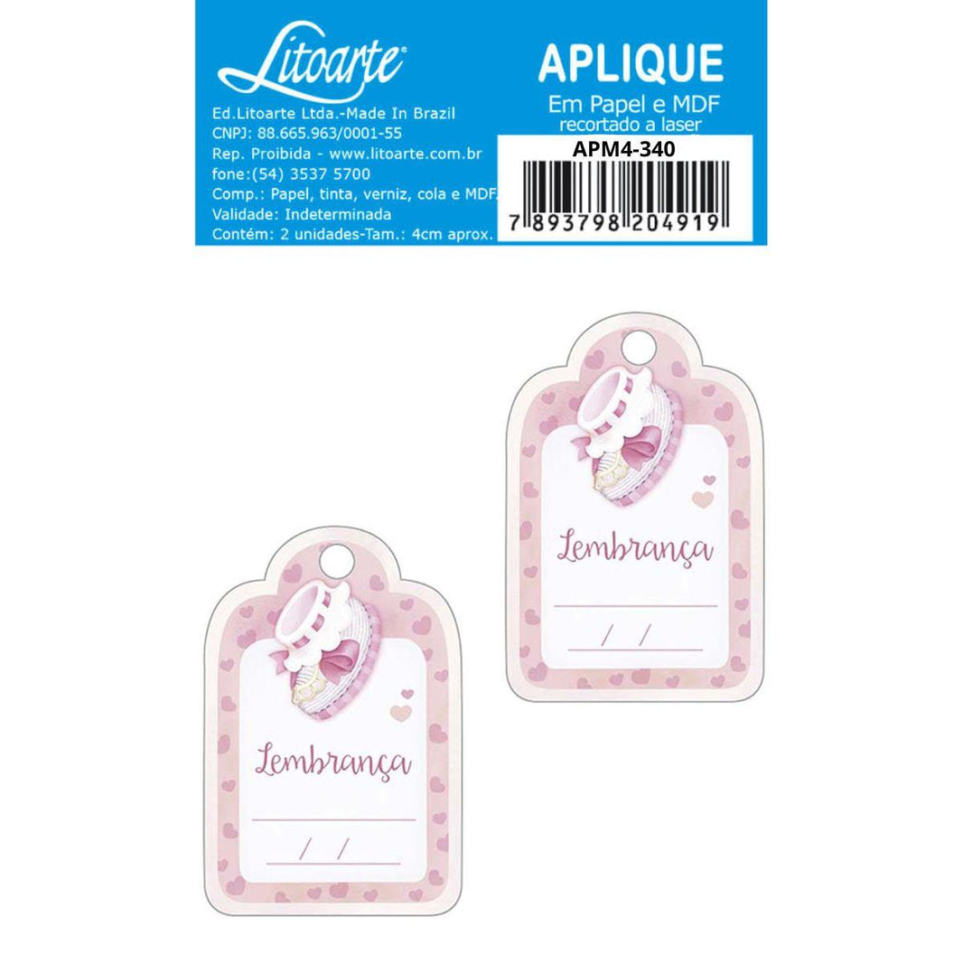Aplique Litoarte APM4-340 4cm Lembrança Sapatinho de Bebê Feminino 2 peças - Palácio da Arte