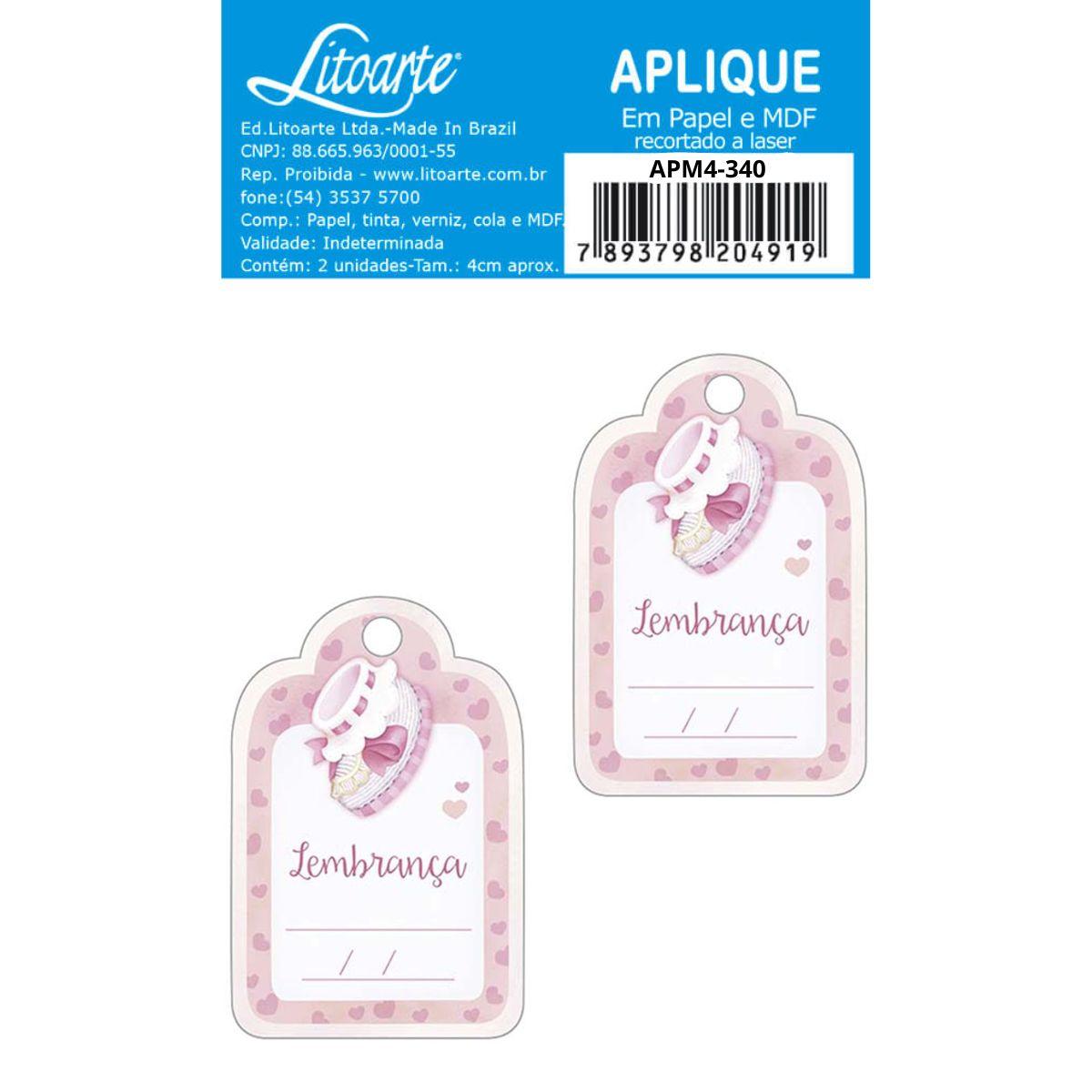 Aplique Litoarte APM4-340 4cm Lembrança Sapatinho de Bebê Feminino 2 peças - Palácio da Arte