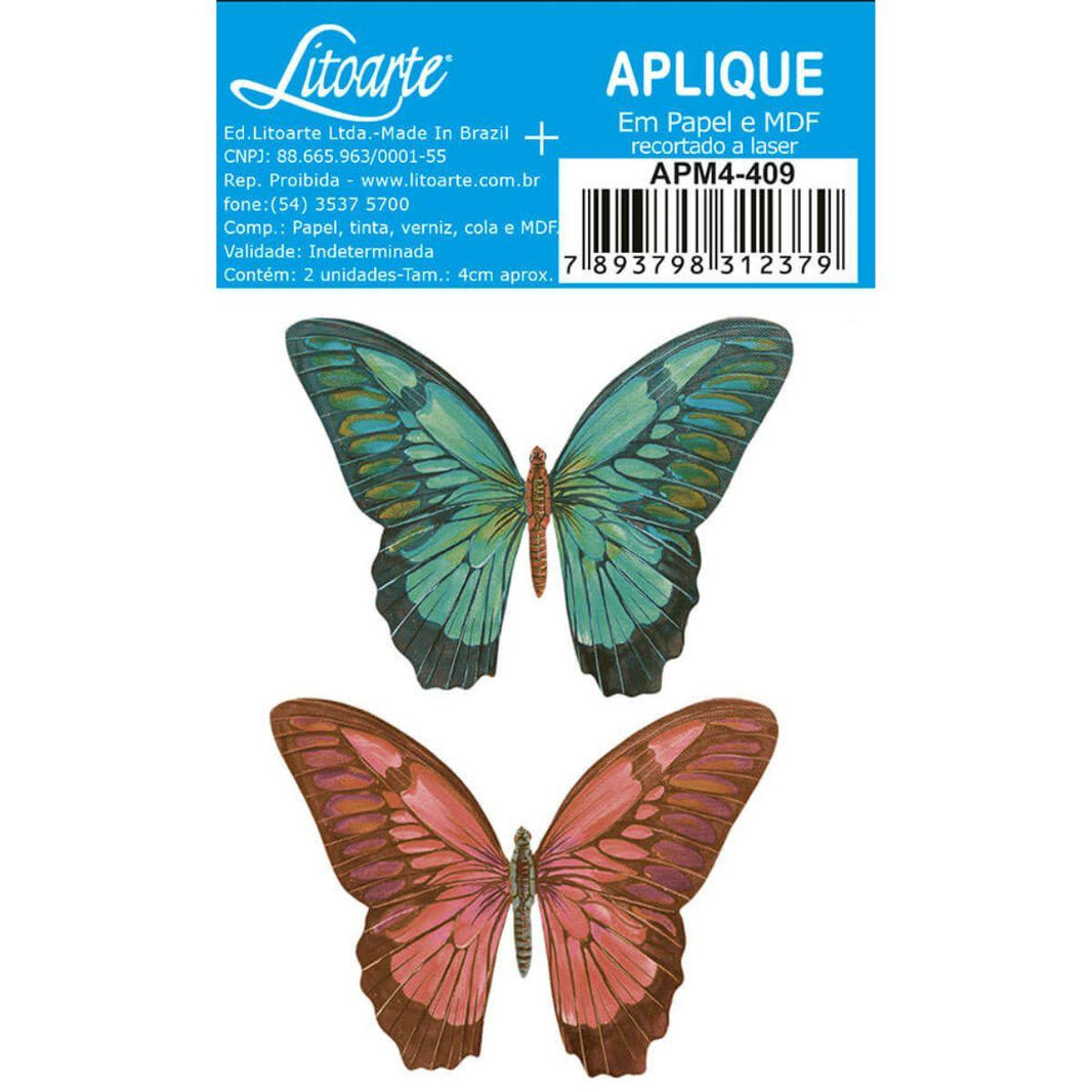 Aplique Litoarte APM4-409 4cm Borboletas 2 peças - Palácio da Arte