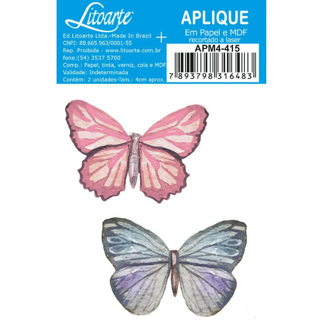 Aplique Litoarte APM4-415 4cm Borboleta 2 peças - Palácio da Arte