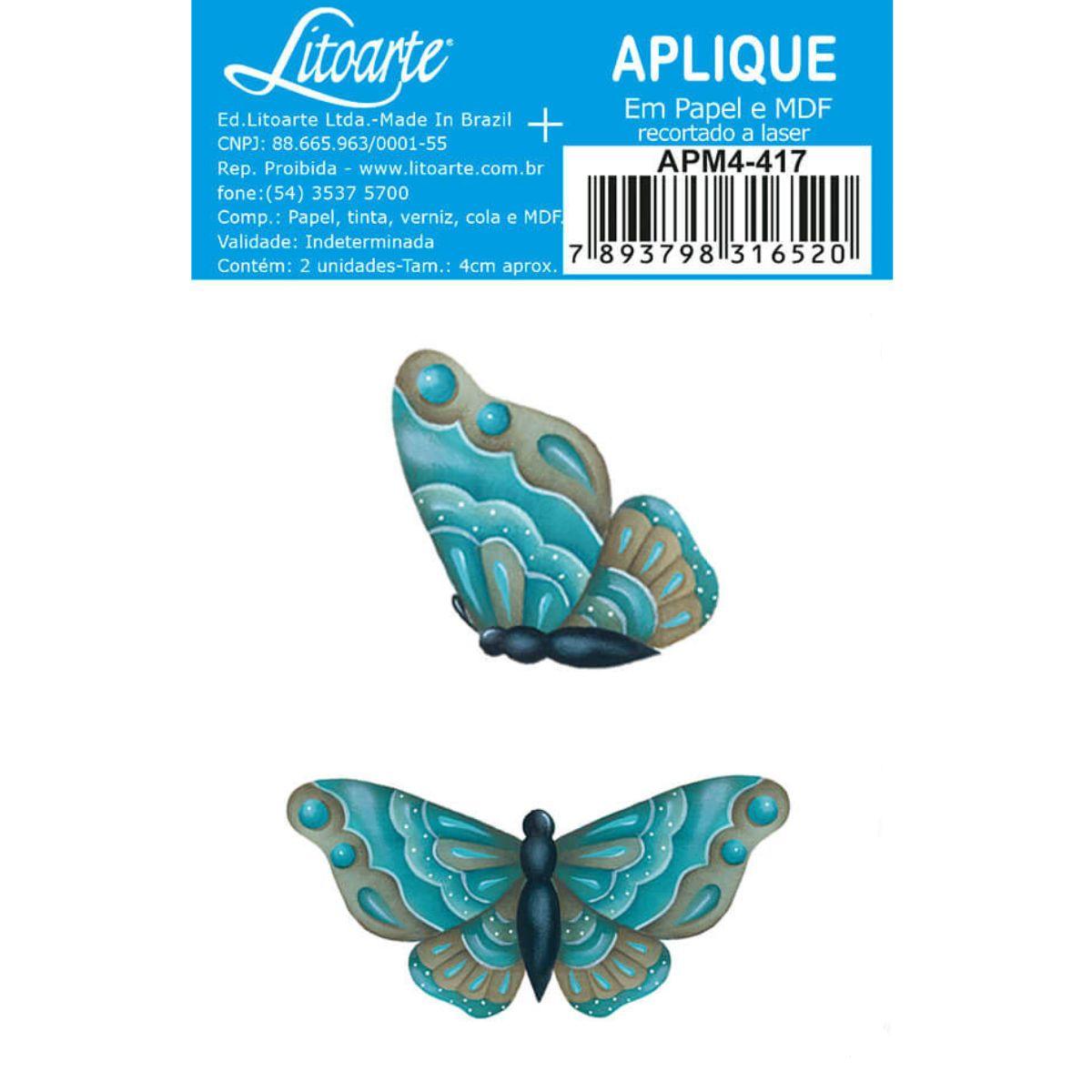 Aplique Litoarte APM4-417 4cm Borboletas 2 peças - Palácio da Arte