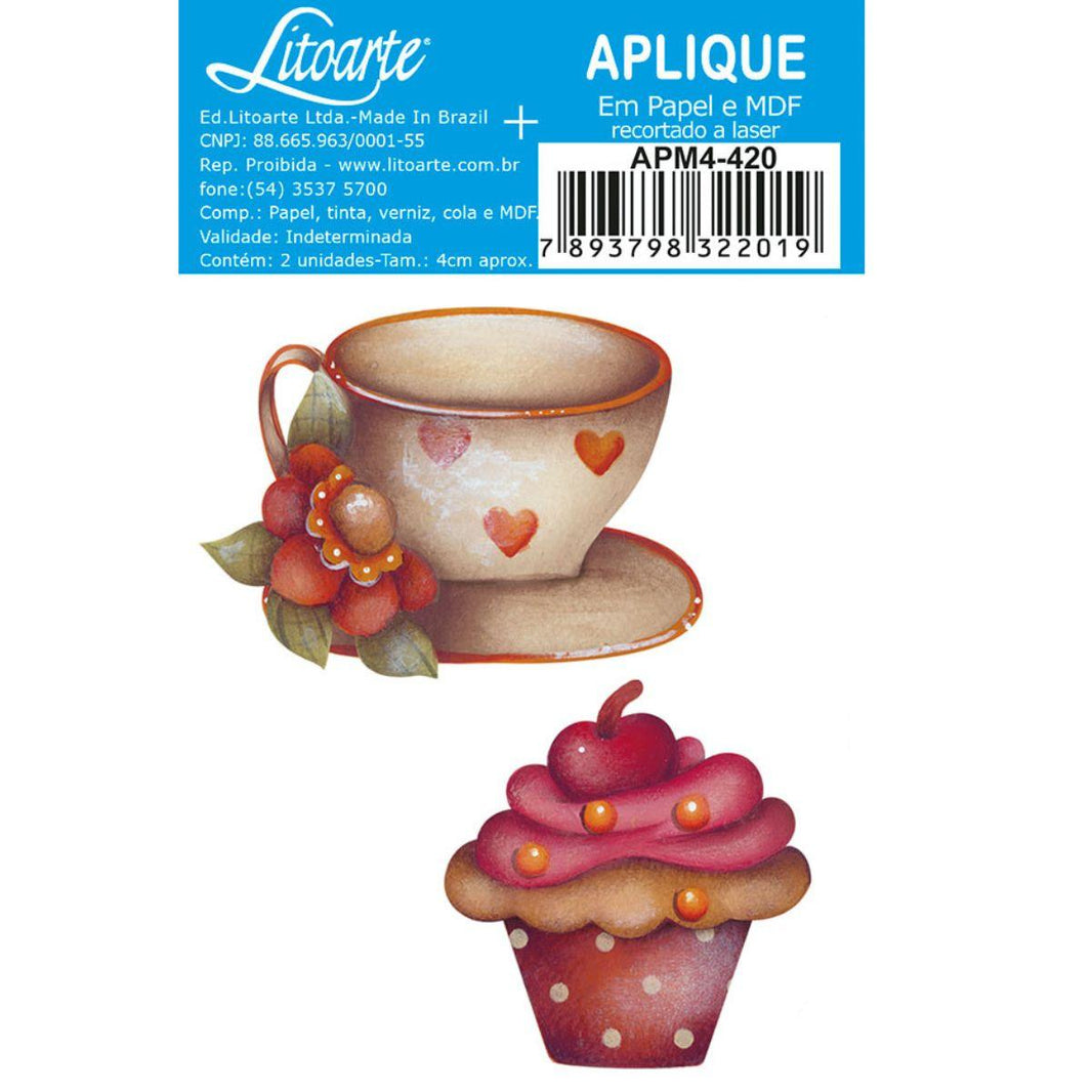 Aplique Litoarte APM4-420 4cm Xícara Cupcake 2 peças - Palácio da Arte