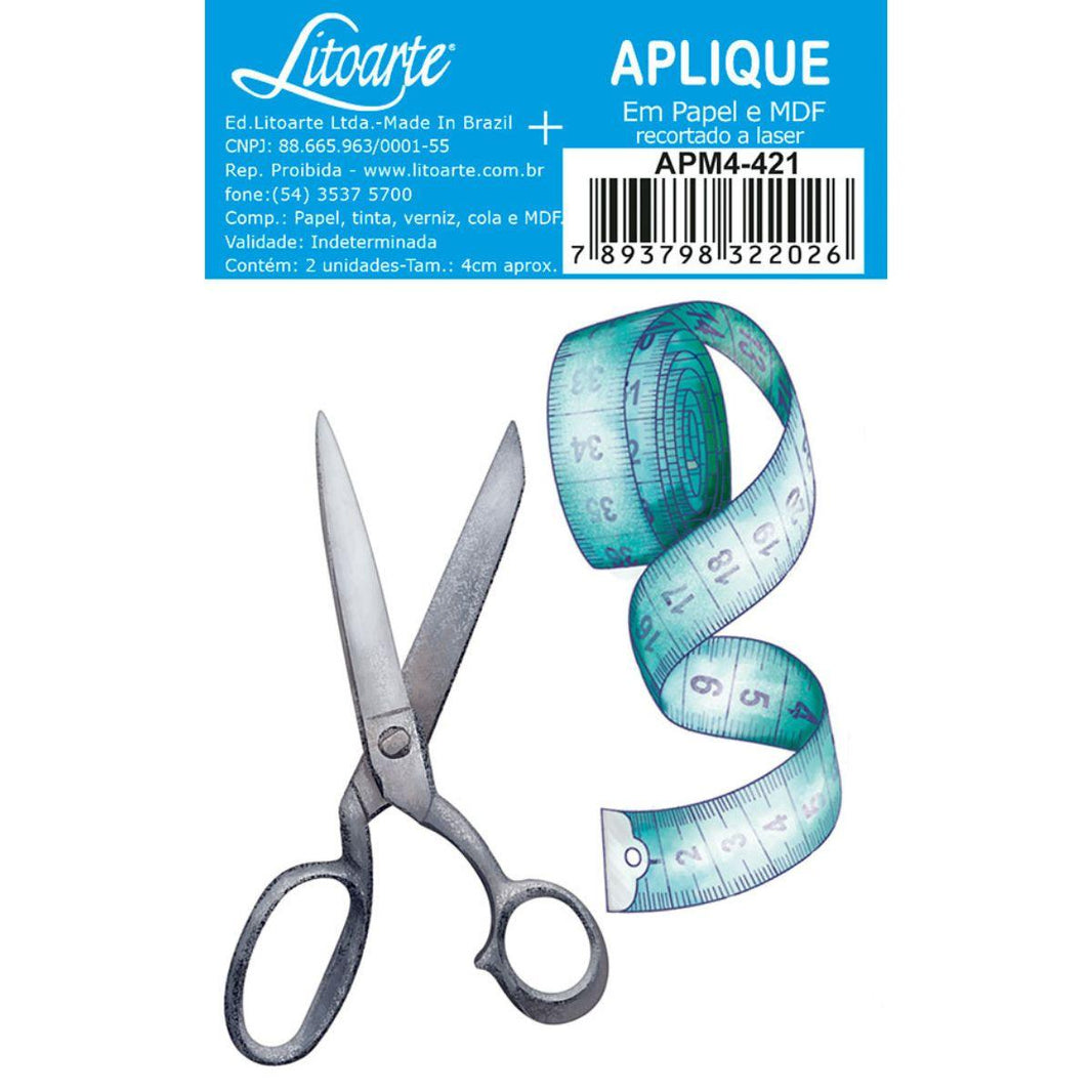 Aplique Litoarte APM4-421 4cm Tesoura e Fita Métrica 2 peças - Palácio da Arte