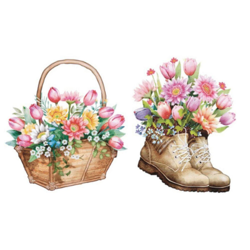 Aplique Litoarte APM4-432 4cm Encanto Bota e Cesta de Flores 2peças - Palácio da Arte