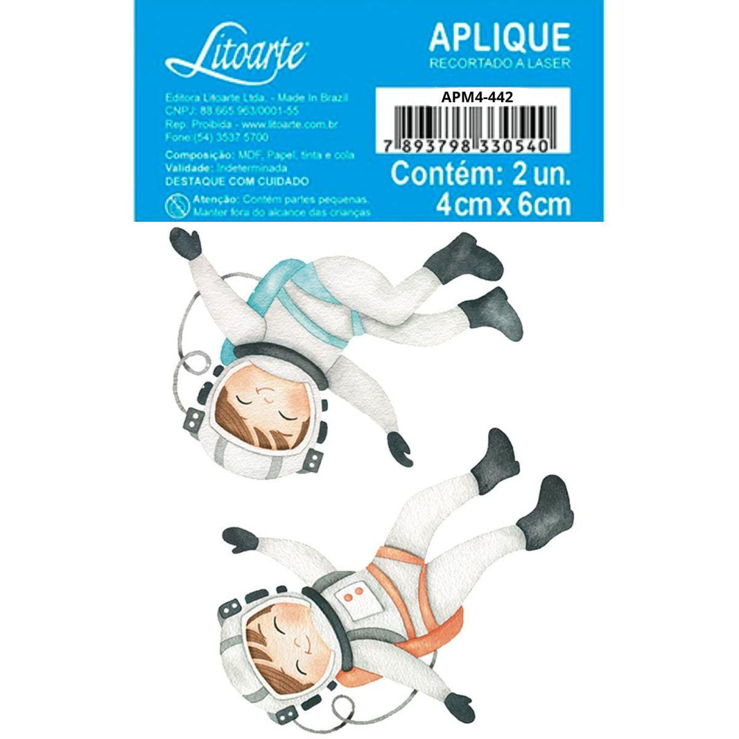 Aplique Litoarte APM4-442 4cm Meu Universo Astronautas 2 peças - Palácio da Arte