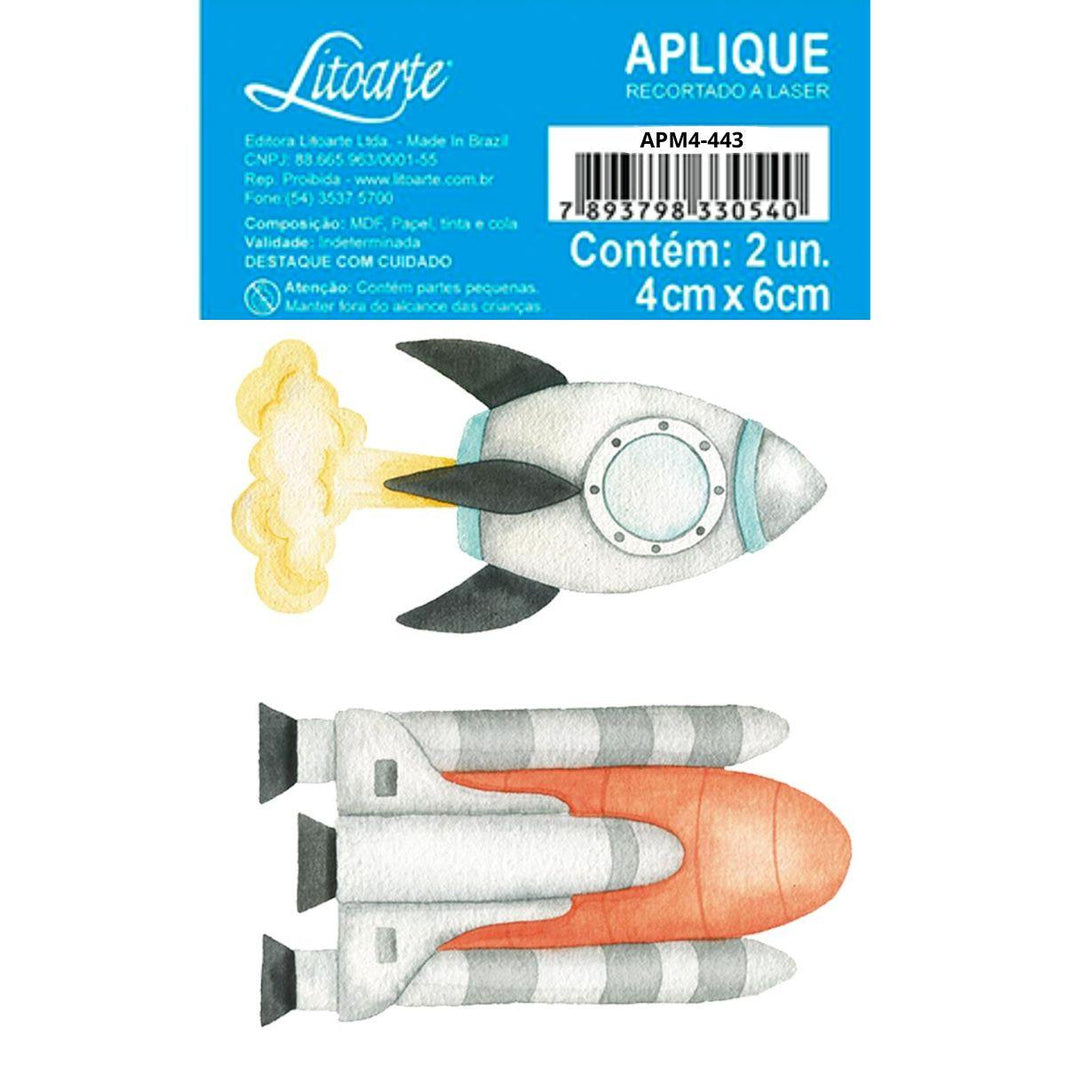 Aplique Litoarte APM4-443 4cm Meu Universo Foguetes 2 peças - Palácio da Arte