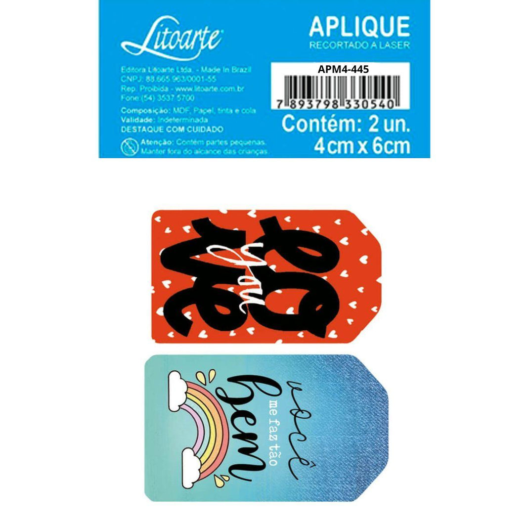 Aplique Litoarte APM4-445 4cm Toda Forma de Amar Tags Love You 2 peças - Palácio da Arte