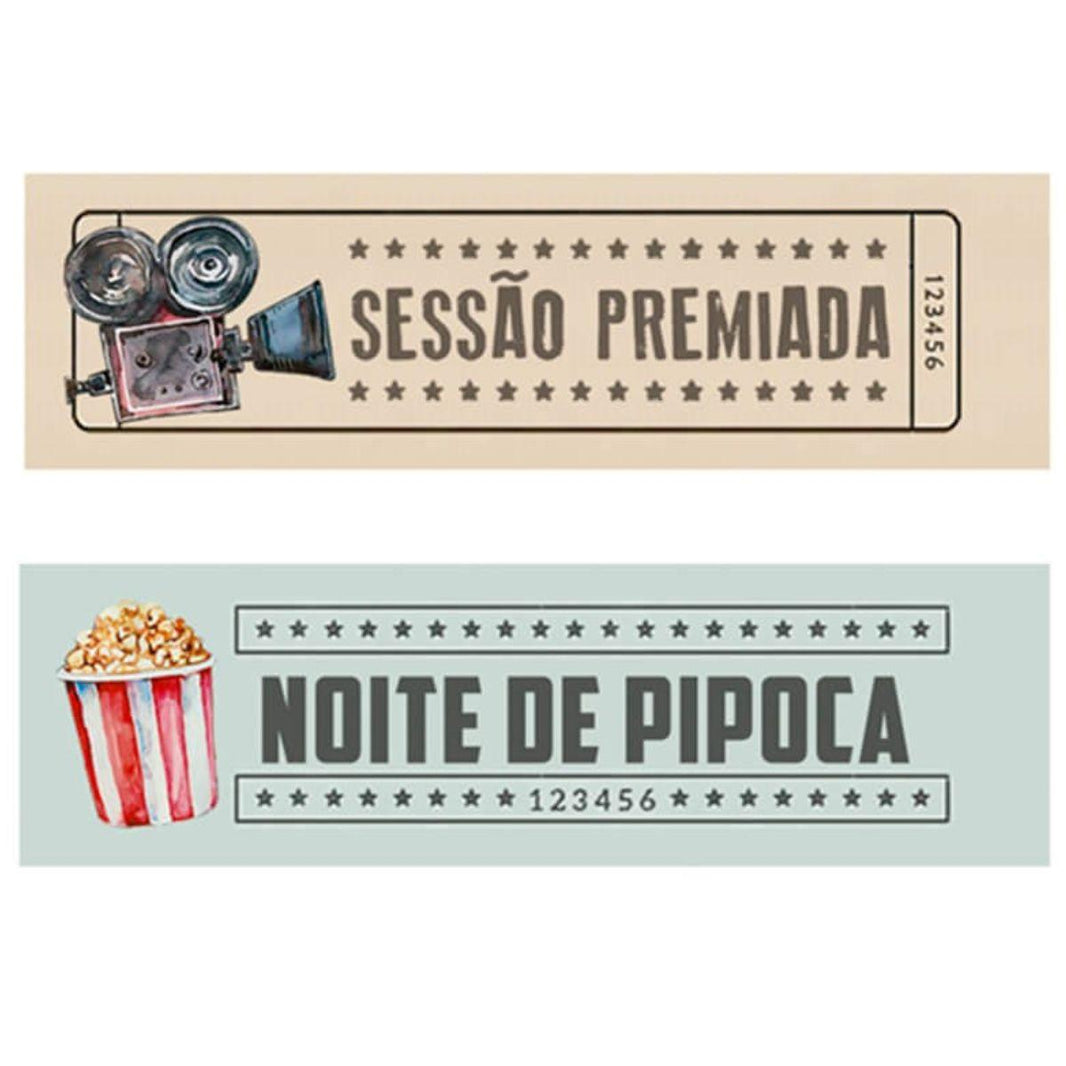 Aplique Litoarte APM4-446 4cm Cinema Aquarela Tag Noite de Pipoca 2 peças - Palácio da Arte